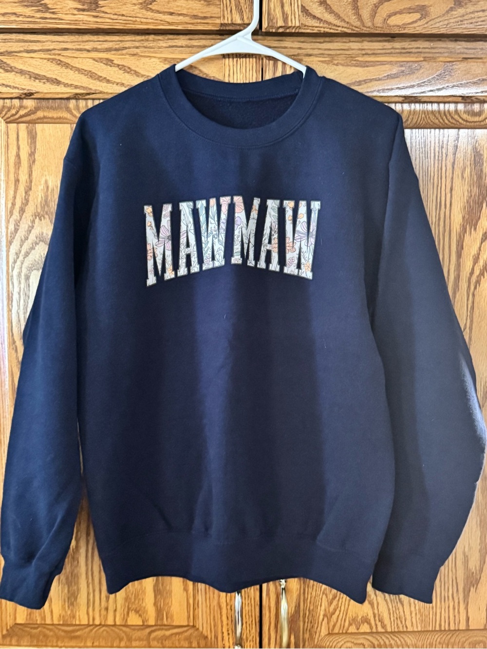 Mawmaw Navy Blue Sweatshirt with Floral Lettering